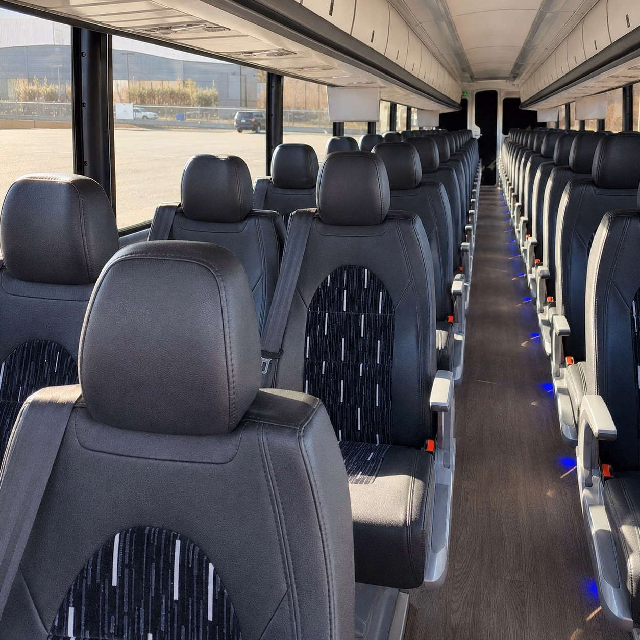56 passenger charter bus inside