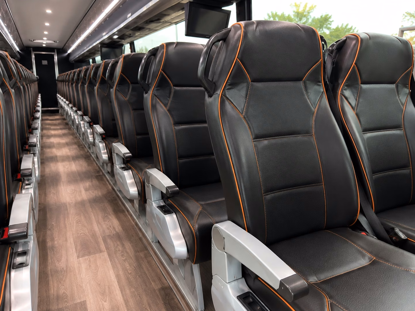 frisco charter bus rental interior